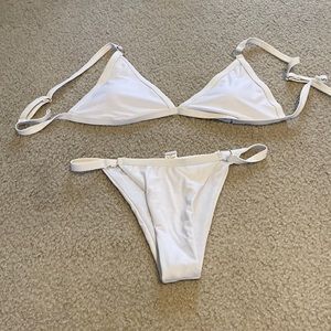 Women white bikini lower +top